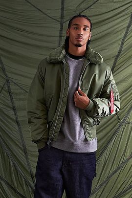 Alpha Industries Alpha Industries B-15 Heritage Fit Flight Jacket in Sage, Men's at Urban Outfitters