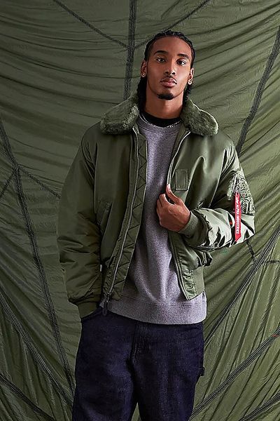 Alpha Industries Alpha Industries B-15 Heritage Fit Flight Jacket in Sage, Men's at Urban Outfitters