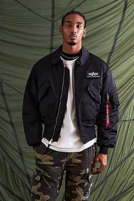 Alpha Industries Alpha Industries Cwu 45/P Bomber Flight Jacket in Replica Blue, Men's at Urban Outfitters