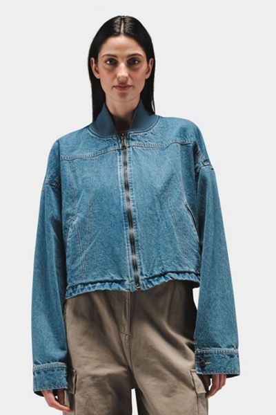 Alpha Industries Alpha Industries Denim Relaxed Flight Jacket in Denim Blue, Women's at Urban Outfitters