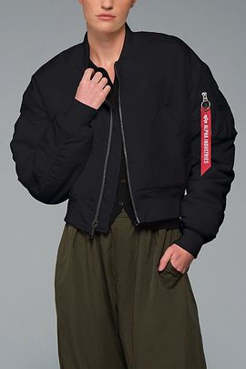 Alpha Industries Alpha Industries Ma-1 Cropped Oxford Flight Jacket in Black, Women's at Urban Outfitters