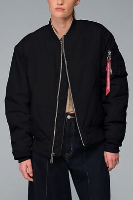 Alpha Industries Alpha Industries Ma-1 Relaxed Oxford Flight Jacket in Black, Women's at Urban Outfitters