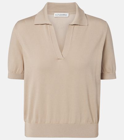 Altuzarra Altuzarra Clay cropped cotton and silk polo sweater