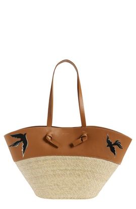 Altuzarra Altuzarra Large Knot Leather & Straw Basket Tote