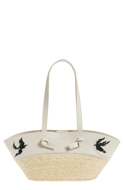 Altuzarra Altuzarra Small Embroidered Leather & Straw Basket Tote