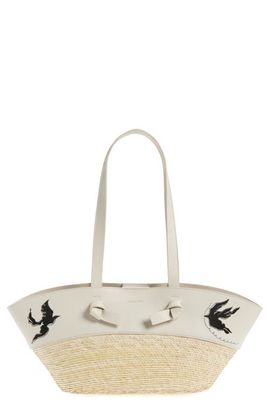 Altuzarra Altuzarra Small Embroidered Leather & Straw Basket Tote