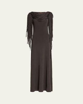 Altuzarra Chaney Fringe Cowl-Neck Gown