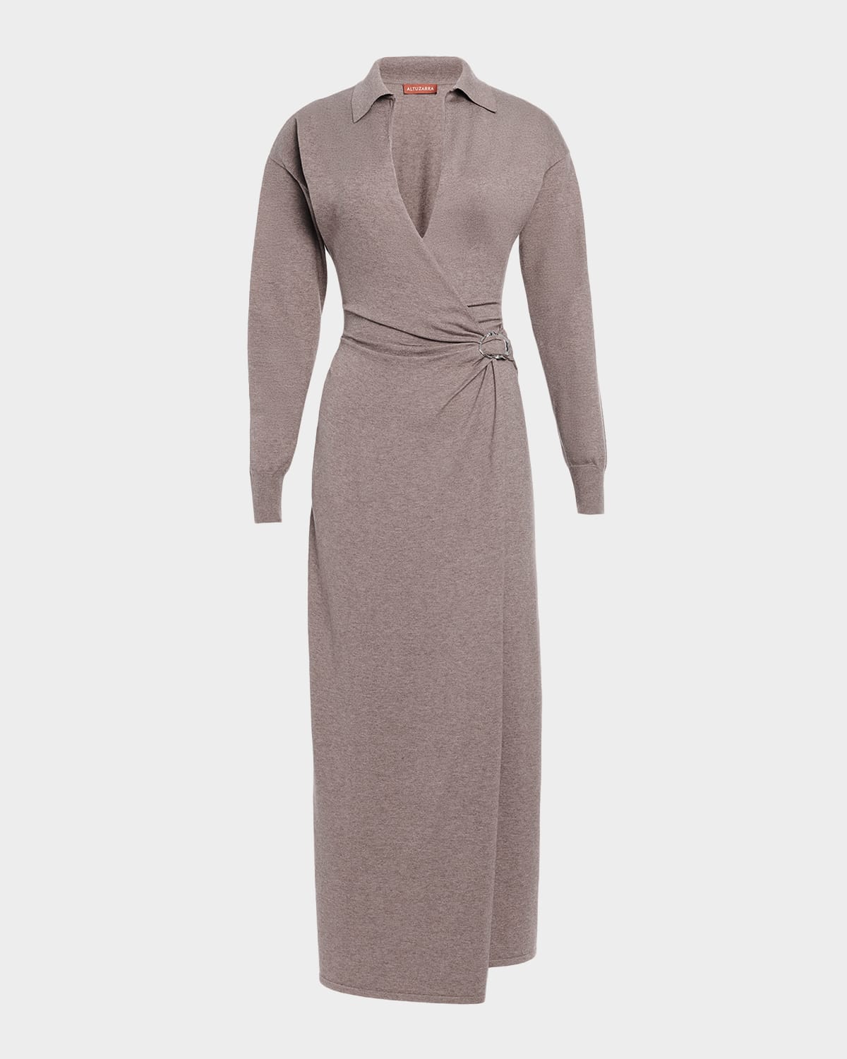 Altuzarra Ellington Long-Sleeve Knit Wrap Midi Dress