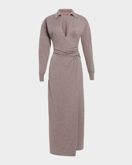 Altuzarra Ellington Long-Sleeve Knit Wrap Midi Dress