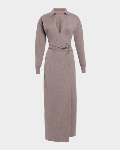 Altuzarra Ellington Long-Sleeve Knit Wrap Midi Dress