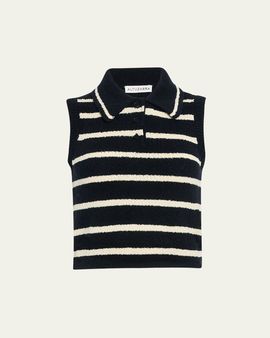 Altuzarra Elmer Striped Knit Sleeveless Polo Top