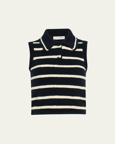 Altuzarra Elmer Striped Knit Sleeveless Polo Top