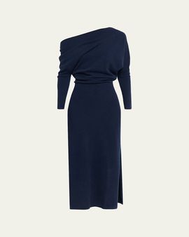 Altuzarra Kasos One-Shoulder Draped Cashmere Midi Dress