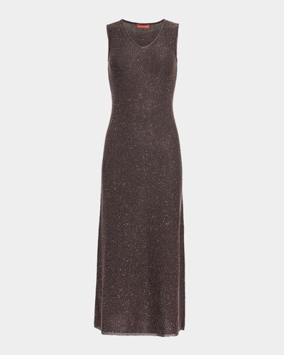 Altuzarra Marks V-Neck Shimmering Knit Sleeveless Midi Dress