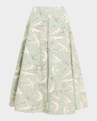 Altuzarra Varda Dove-Print A-Line Midi Skirt