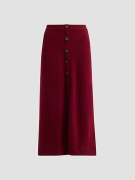 Altuzarra Women's Callahan Cashmere Button-Front Midi Skirt