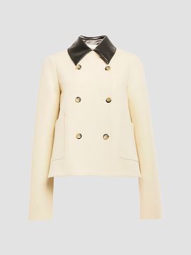 Altuzarra Women's Harburg Faux-Leather-Trimmed Cotton Double-Breasted Jacket