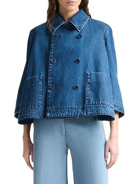 Altuzarra Women's Hayden Denim Double-Breasted Crop Jacket