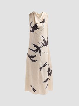 Altuzarra Women's Lucie Bird-Print Silk Midi Dress