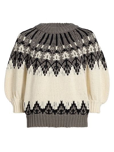 Altuzarra Women's Marty Chunky Colorworked Puff-Sleeve Sweater