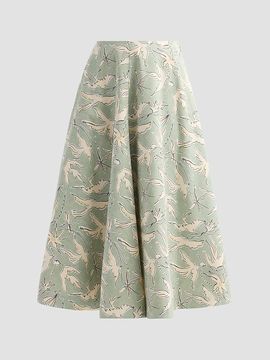 Altuzarra Women's Varda Bird-Print Panelled Midi Skirt