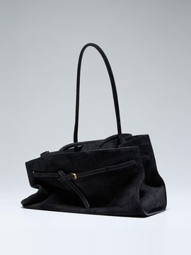 AMADEE Oversized Italian Suede Daily Bag [Black]