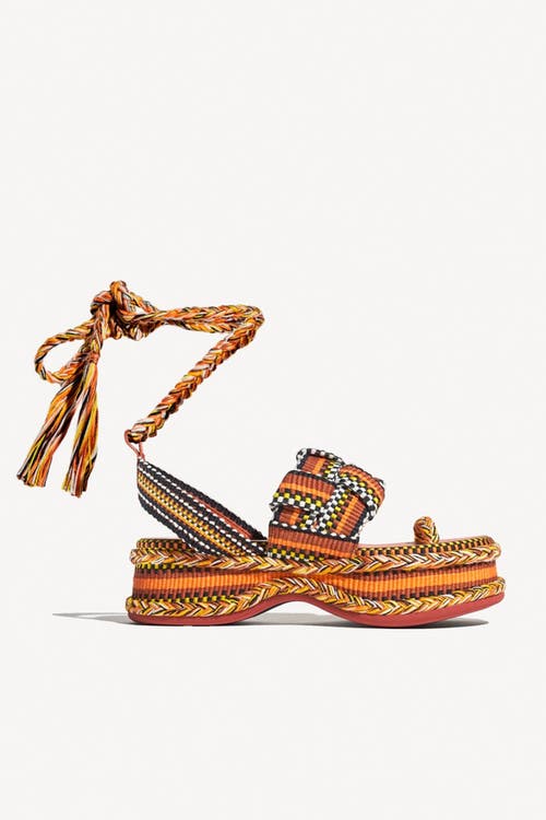 Amambaih Amambaih Gabriela Braided Platform Sandal with Ankle Ties