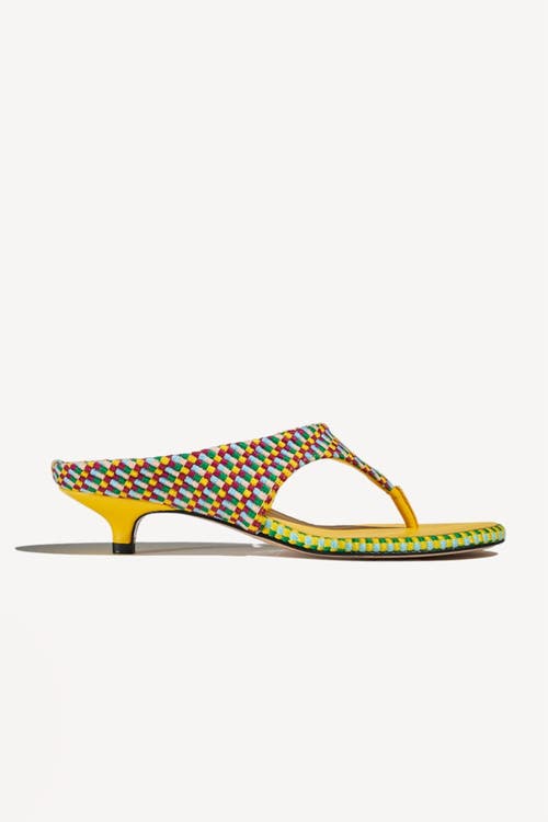 Amambaih Amambaih Mafalda Open Toe Thong Strapp Fabric Kitten Heel Sandal