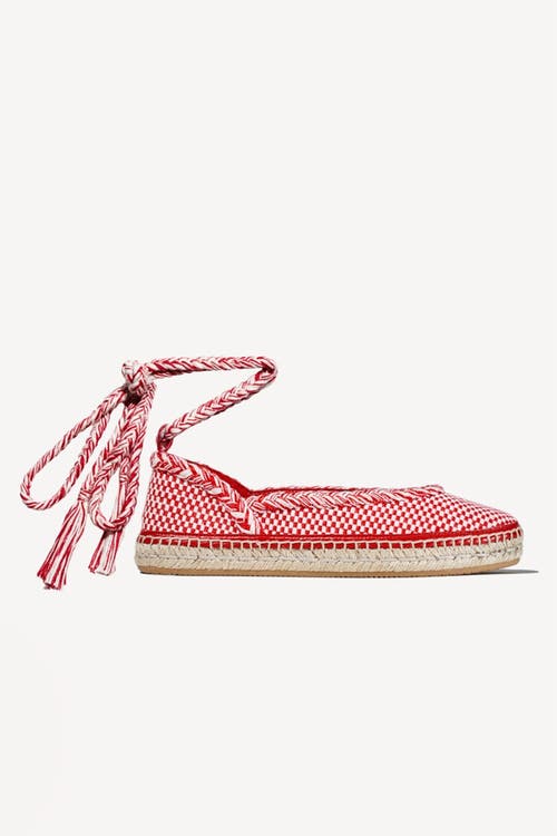 Amambaih Amambaih Magda Handwoven Espadrille Ballet Sleep-Ons Flat with Lace Up Ankle Tie