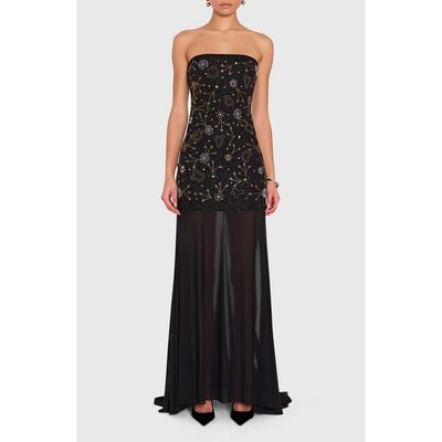 Amanda Uprichard Amanda Uprichard Leo Beaded Strapless Gown