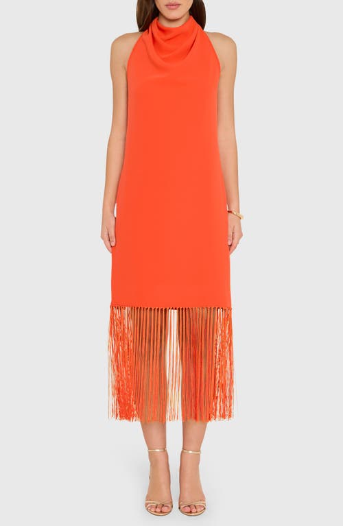 Amanda Uprichard Amanda Uprichard Syd Cowl Neck Fringe Midi Dress