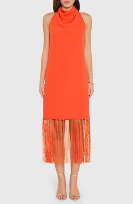 Amanda Uprichard Amanda Uprichard Syd Cowl Neck Fringe Midi Dress