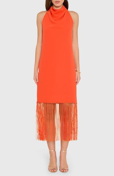 Amanda Uprichard Amanda Uprichard Syd Cowl Neck Fringe Midi Dress