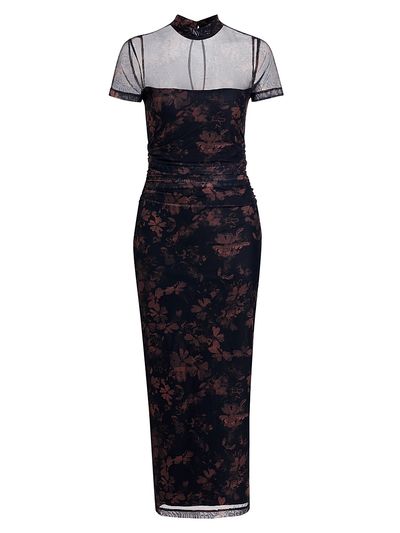 Amanda Uprichard Women's Dominique Floral Illusion Body-Con Midi-Dress