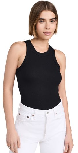 Ambitionist Ambitionist Ali Ribbed Racer Tank Thong Bodysuit Black