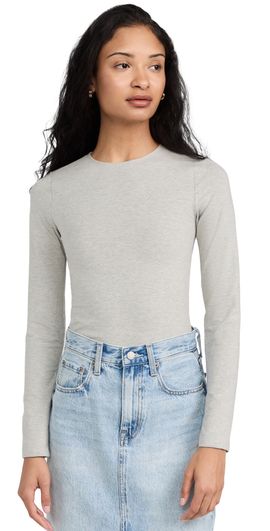 Ambitionist Ambitionist Everyday Classic Long Sleeve Thong Bodysuit Grey