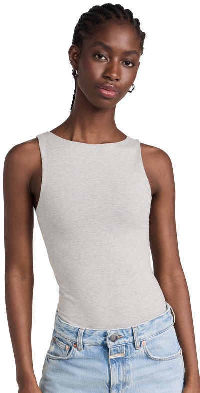 Ambitionist Ambitionist High Neck Tank Thong Bodysuit Grey