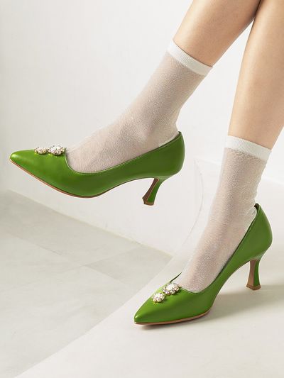 amellie Pearl Mid Heel Pumps