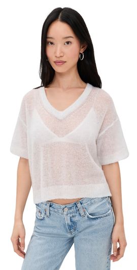 American Vintage American Vintage Cashmere Short Sleeve V Neck Tee POLAIRE CHINE