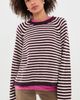 American Vintage American Vintage Round Neck Long Sleeves Sweater Rayures Aubergine Et Rose Pale - 2