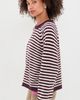 American Vintage American Vintage Round Neck Long Sleeves Sweater Rayures Aubergine Et Rose Pale - 4