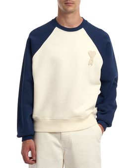 Ami Ami Boxy Fit Crewneck Sweatshirt With Ami De Coeur Knitted Patch