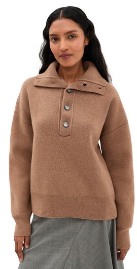 AMI AMI High Buttoned Collar Sweater Camel