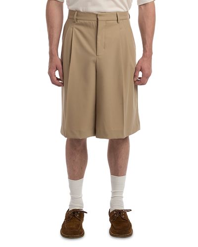 Ami Ami Low Waist Wide 9 Bermuda Shorts With Two Pleats