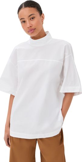 AMI AMI Stand Up Collar Buttoned Short Sleeves Top Blanc