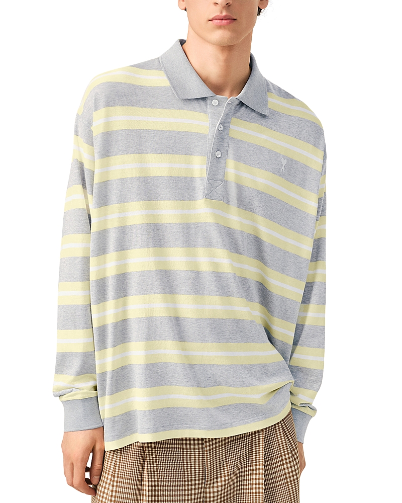 Ami Ami Stripe Embroidered Tennis Polo Shirt
