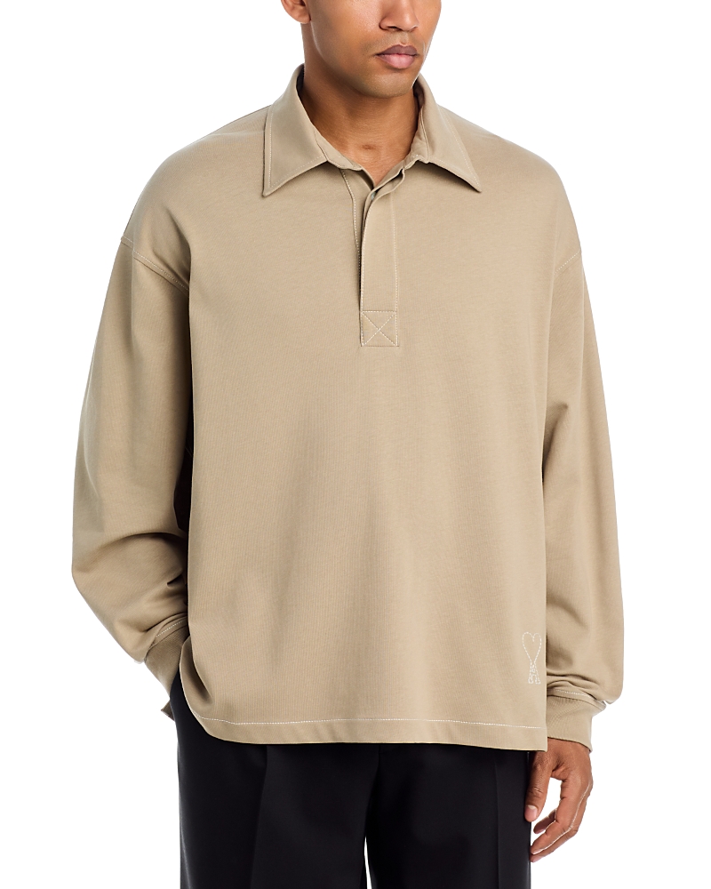 Ami Ami Topstitched Long Sleeve Polo Shirt