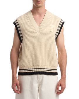 Ami Ami V-Neck Stripe Sleeveless Sweater