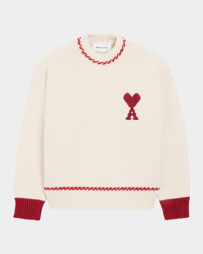 Ami Paris Ami De Coeur Embroidered Crewneck Sweater