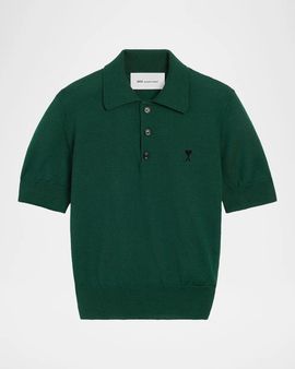 Ami Paris Ami De Coeur Wool Polo Top
